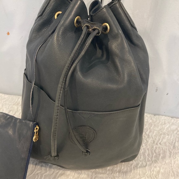 Authentic Fendi leather bucket with pouch